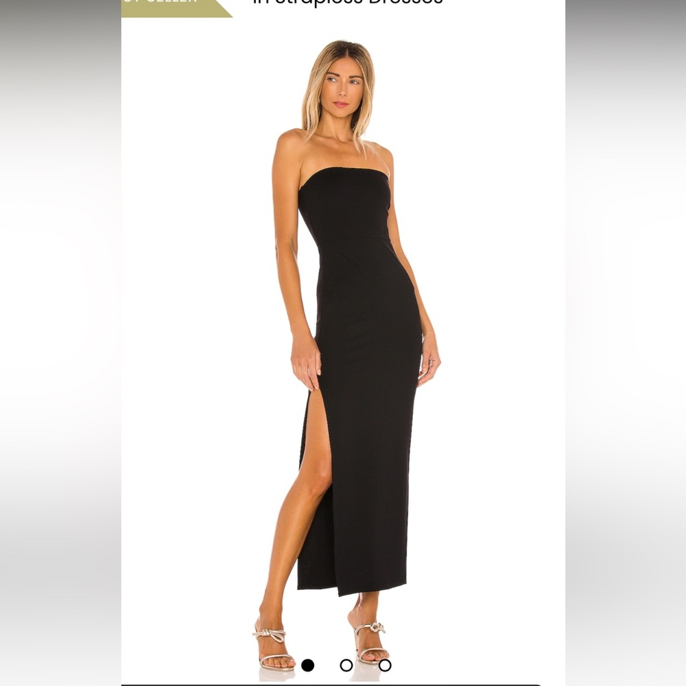 NBD Black Strapless Midi Dress